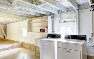 Older basement with faded paint.