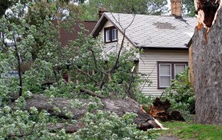 House damaged by strong winds in a storm