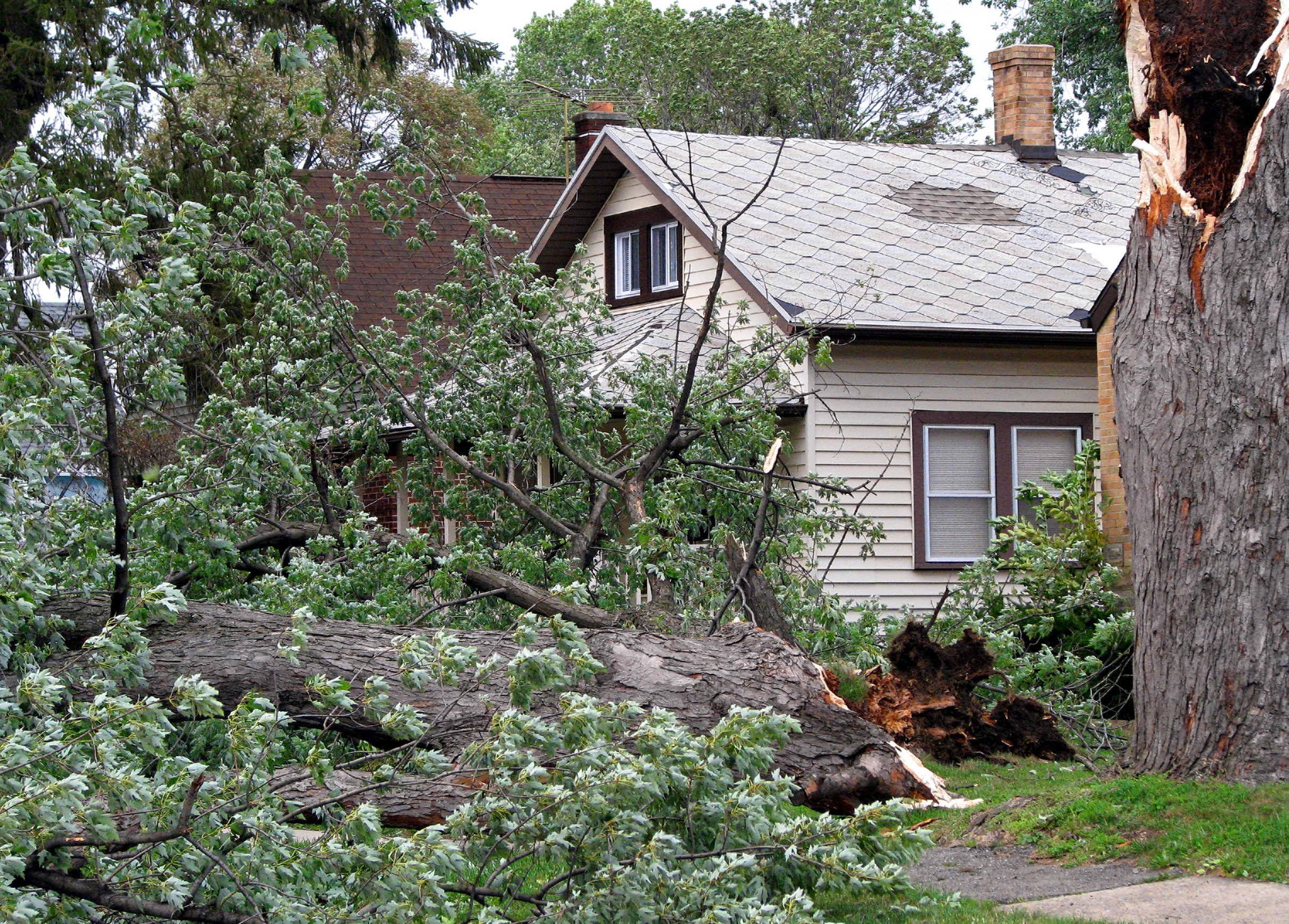 House damaged by strong winds in a storm